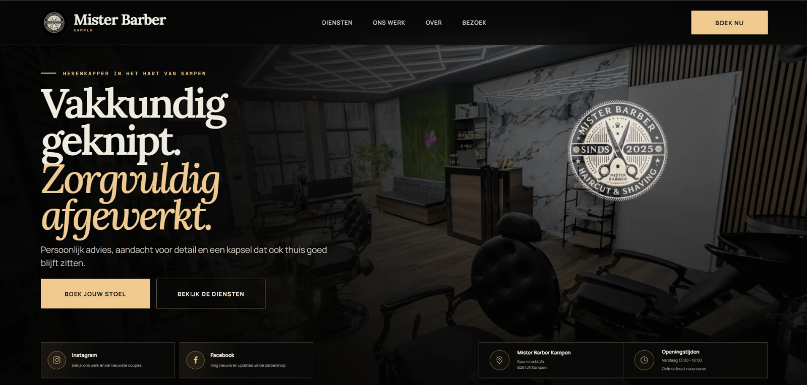 Website van Mister Barber Kampen